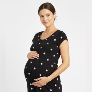 A Pea in the Pod Black & White Polka Dot Short Sleeve Tee Size Small